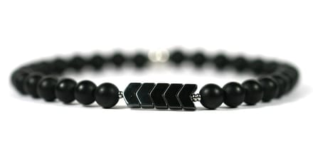 IbizaMen - Matte onyx - 6mm - Hematiet pijlen - 21cm