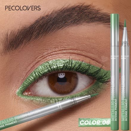 Metallic Olijfgroene Eyeliner – Waterproof Shimmer Eyeliner Pen – Langhoudende Oogmake-up – Variant 06