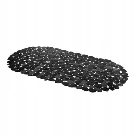Ovale Badmat Pebble 68x35cm Zwart - Antislip met Zuignappen