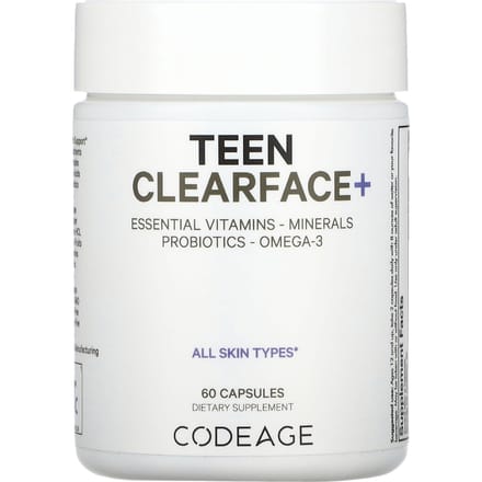 Codeage, Teen Clear Face Vitamine, voor alle huidtypen, 60 capsules