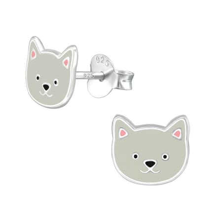 Princess Oorbellen Hondje - 925 Zilver E-Coating - Dier - 7x8mm