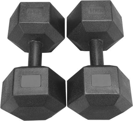 Korte Halters Set van 2 | Rubber Bekleed | Dumbbells voor Krachttraining | 2 x 10 kg