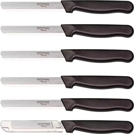 Solingen Allround tafelmes – Microkartel – Brede smeerkant – RVS – 21,5 cm – Zwart – Set van 6