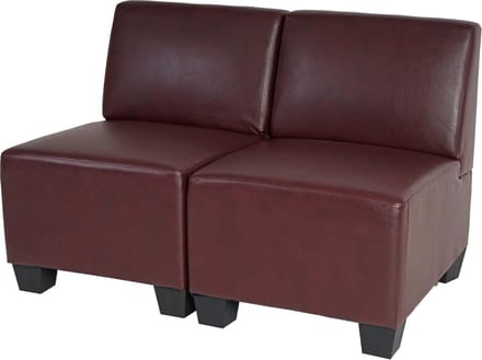 Modulaire 2-zits bank Lyon, kunstleer ~ roodbruin, zonder armleuningen