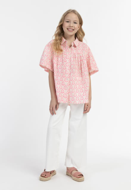 IZIA blouse met korte mouwen meisjes (kinderen) neonroze