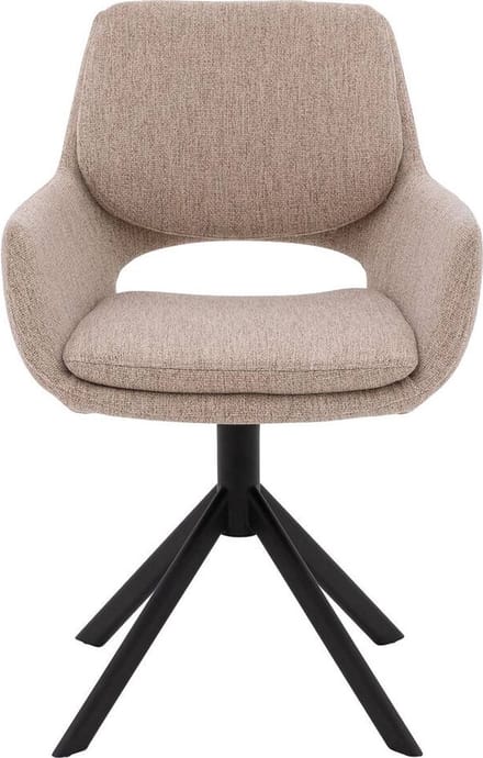 Goossens Eetkamerstoel Daisy - Met Armleuning - Stof - Beige