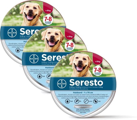 Seresto Teken- En Vlooienband Large - Anti tekenmiddel - 3 x per stuk Van 8 Kg