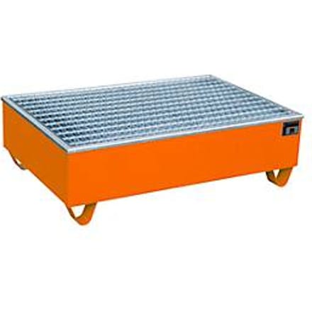 BAUER AW-2/PE opvangbak met rooster, 210 l, B 1215 x D 815 x H 365 mm, oranje