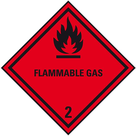 ADR klasse 2.1 sticker brandbare gassen met tekst 100 x 100 mm