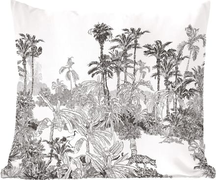 Sierkussens - Kussentjes Woonkamer - 60x60 cm - Jungle - Zwart - Wit
