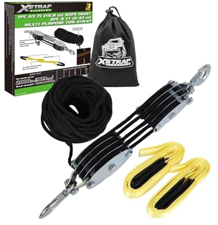 Heavy-Duty 65 FT Rope Hoist with 4lb Breaking Strength and 2PK 8 FT Lift Sling