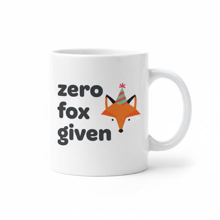 Zero Fox Given Mok – Grappige Vos Tekst Koffiemok met Feesthoed Design – 330 ml Keramische Mok