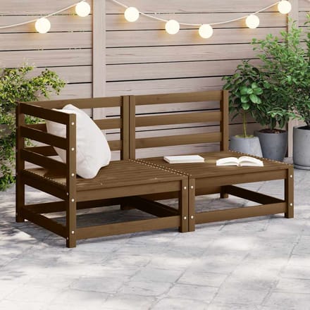 vidaXL - 2-delige - Loungeset - massief - grenenhout - honingbruin