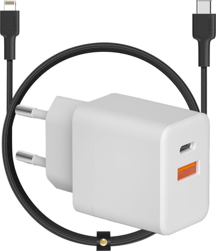 35w usb C Snellader geschikt voor iPhone + Lightning kabel 3m - Oplader geschikt voor iPhone - Dubbele usb C stekker - Oplaadstekker geschikt voor Apple iPhone