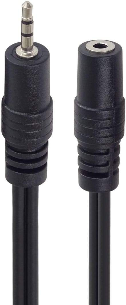 Verlengkabel 2,5 mm, lengte 2 m, jack 2, 5 mm, stekker naar bus, AUX headset audio verlengkabel, afgeschermd, kleur zwart