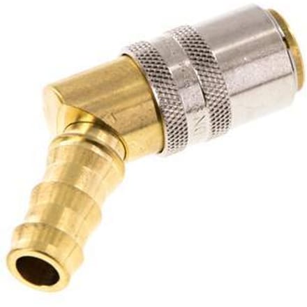 Messing DN 9 Tempereerkoppeling Snelkoppeling 12.7 mm Slangpilaar 45-deg