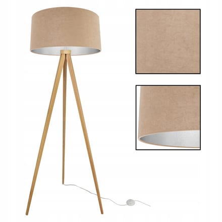 Light-Home MEDIOLAN – Vloerlamp – Tripod – Fluwelen kap – Chroom – 1x E27