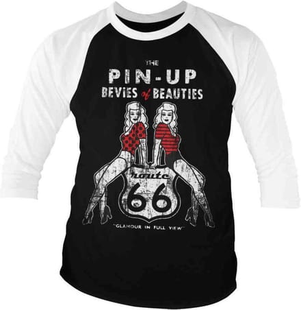 Route 66 Raglan top -S- Pin-Ups Zwart/Wit