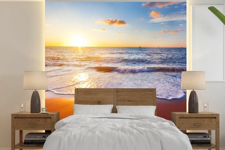 Behang - Fotobehang Strand - Zee - Zon - Horizon - Breedte 280 cm x hoogte 280 cm