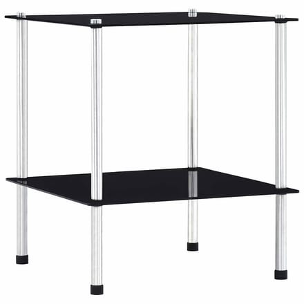 vidaXL - Kastje - 2-laags - 40x40x47 - cm - gehard - glas - zwart