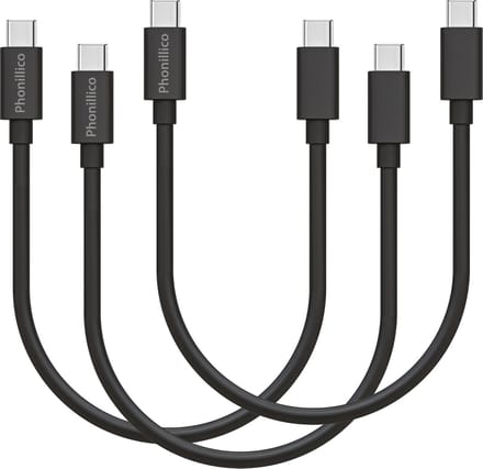 3x USB C naar USB C Kabel Zwart - 0,2 meter - Oplaadkabel voor Samsung Galaxy NOTE 20 / NOTE 20 ULTRA