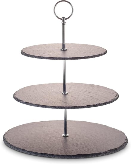 YOR® Serveertoren - Etagere - Tapasplank - Zilver - 30cm x 30cm x 35cm
