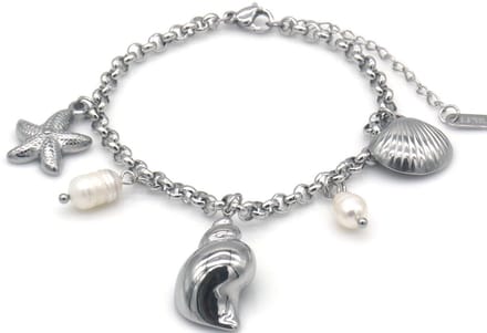RVS Armband - Schelp - 16-21cm - Zilver - dames - strand - zomers - trendy - cadeau