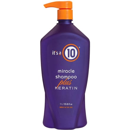 C'est un 10, Shampooing Miracle Plus Kératine, Shampooing pour Cheveux, Hydrate & Protège, 1000 ml