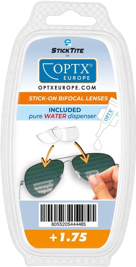 StickTite herplakbare bifocale lenzen + montage kit sterkte +1.75 Transparant
