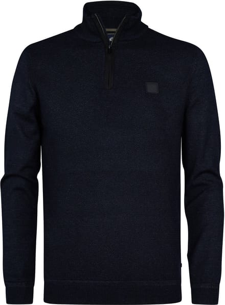 Petrol Industries - Heren Gebreide Half-Zip Trui Helena - Zwart - Maat XL