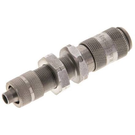 RVS 306L DN 2.7 (Micro) Luchtkoppeling Snelkoppeling 4x6 mm Push-On Schotkoppeling - CLS2-NB-SSL-P-4