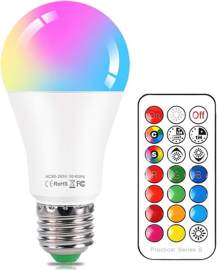 LED Gloeilamp E27 Kleurverandering met Afstandsbediening - 10W RGB + Koud Wit Dimbaar Sfeerlicht