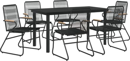 vidaXL - 7-delige - Tuinset - PVC-rattan - zwart