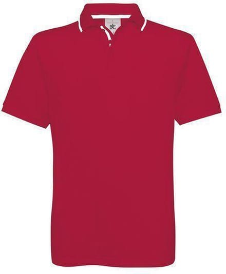 Polo B&C Safran Sport Kleur Red/White, Maat M