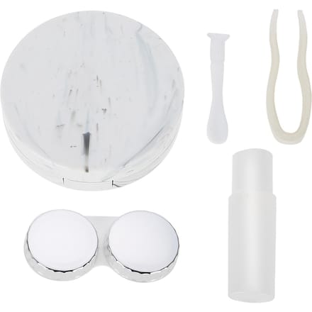 Étui de trempage pour lentilles de contact Portable en plastique motif marbré Kit de soin des yeux Récipient(rouge) blanc