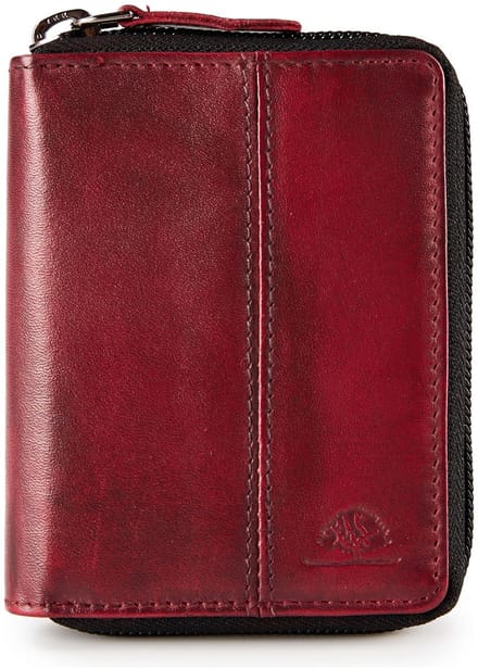 Greenburry Destressed Portemonnee RFID-bescherming Leer 10.5 cm - Unisex, Dames - Staand formaat - deep red