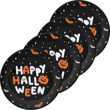 Folat Halloween thema feest bord - 24x - pompoen print - papier - D23 cm