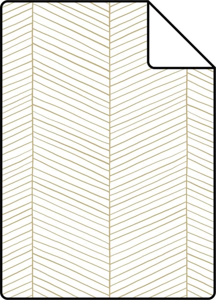 Proefstaal ESTAhome behang visgraat-motief wit en goud - 26.5 x 21 cm - 139135-S
