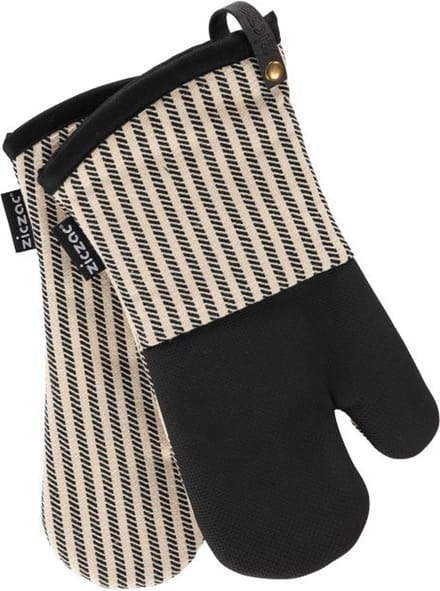 Tiseco - Ovenwant TOLEDO - SET/2 - neoprene - gestreept - 17x33 cm - zwart
