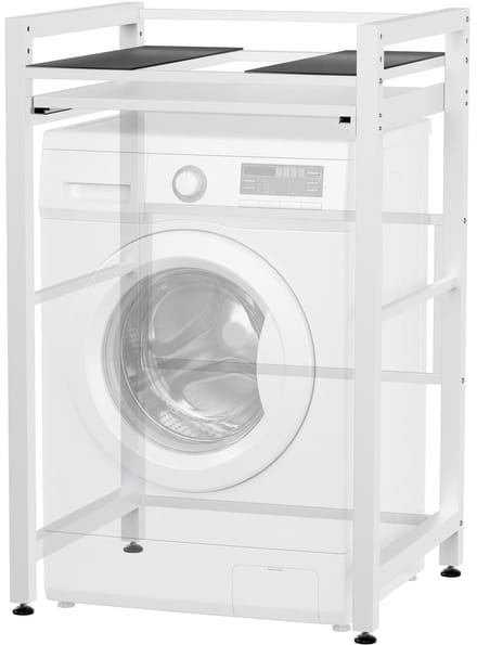 CLP Alara Wasmachinerek - Wasmachine Verhoger & Droger Stapelrek met Uitschuifbare Legplank - Universele Wasmachine Sokkel - wit