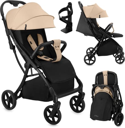MoMi PAOLA - Compacte Buggy - Automatisch Opvouwbaar - Verstelbare Rugleuning - Beige