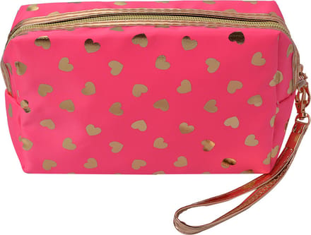 Juleeze Toilettas Dames 18x10 cm Roze Polyurethaan Hartjes