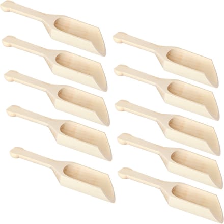 Chaks Schep lepeltjes - 10x - hout - beige - 17 x 6 cm