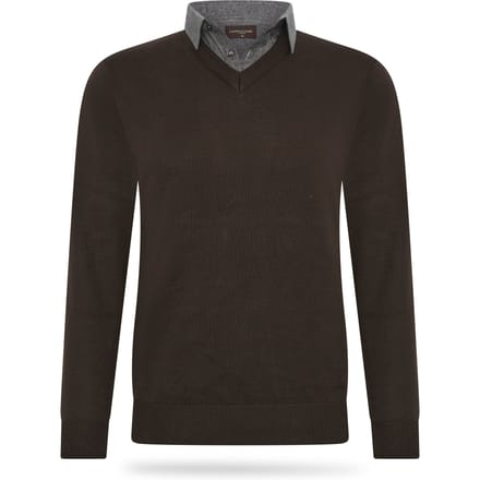 Cappuccino Italia - Heren Trui Pullover Mock - Bruin - Maat M