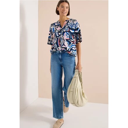 Blouse met korte mouwen en veelkleurige print