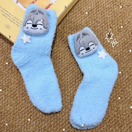 Chaussettes Pelucheuses Stray Kids Bangchan gray