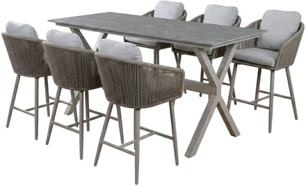 Barset Alezio/Barletta | 6 personen | Rechthoekig 200 cm | Rope & kunststof