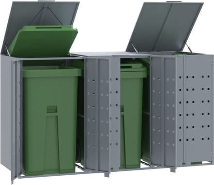 Kliko ombouw - UV-bestendig - Container - Berging - 3 Afvalbakken - Staal - Weerbestendig - Grijs