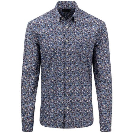 Fynch-Hatton Overhemd Colorful Fantasy Mini Fantasy Leaves Pattern Navy-Multi / male