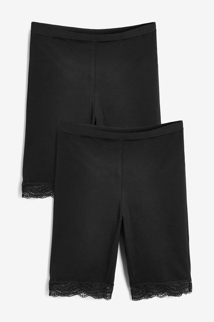 Next - Dames - Set van 2 anti-schuur shorts van katoenmix - Zwart